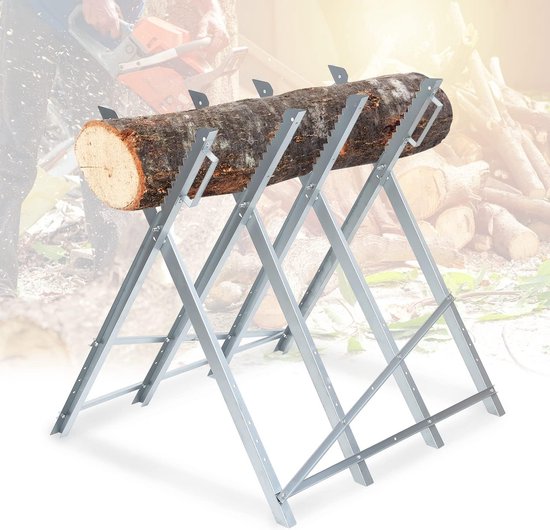 Zware Zaagstandaard met Kettingzaaghouder en Inklapbaar Ontwerp - Geschikt voor Zagerijen en Werkplaatsen van Merkloos	