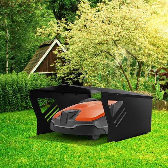 Zwarte Demontabele Garage voor Grasmaaier Robot - Verzinkt Stalen Dak als Professionele Weerbescherming van Perel