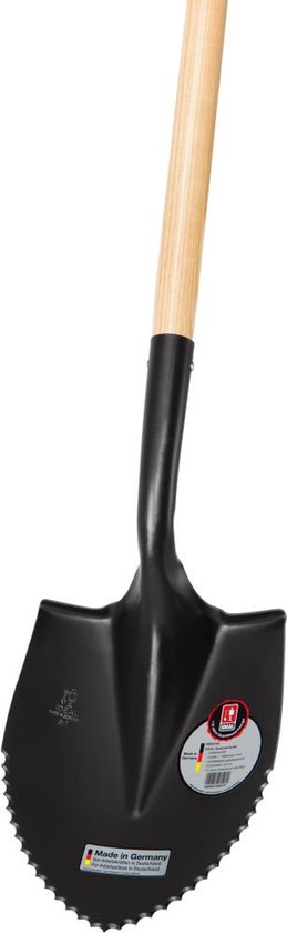 Zwarte gekartelde spade met essenhouten steel, 300x220mm van Polet.