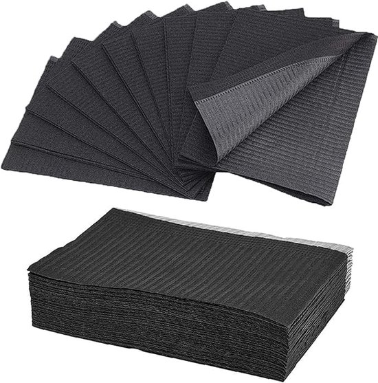 Zwarte tandheelkundige slabbetjes - 125 stuks - wegwerp - 33 cm x 45 cm - 3 lagen waterdichte tattoo-mat - tattoo-onderlegger voor ziekenhuizen en praktijken van Mercator Medical