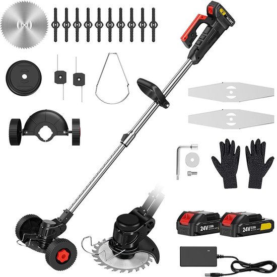 Zweefmaaier - Bosmaaier Electrisch - Grastrimmer met Accu - Grasmaaier - Handmaaier met Wielen - Zwart van Merkloos	