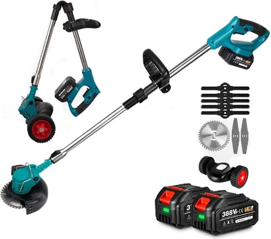 Zweefmaaier - Grastrimmer met Accu - Grasmaaier - Handmaaier met Wielen - Blauw van Makita