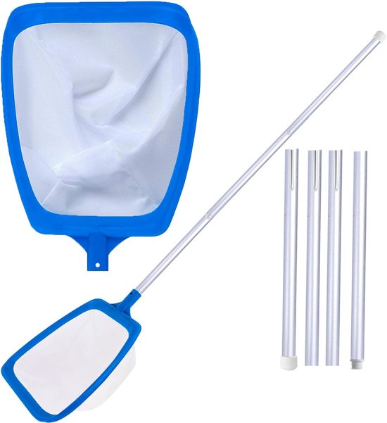 Zwembadnet met telescoopsteel, afneembare steel, fijnmazig net, 14,5 cm diep net, handschepnet voor zwembad, vijver, zwembad, robuust schepnet voor efficiënte reiniging (170 cm)