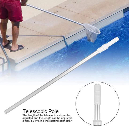 Zwembadpaal - Telescoopsteel - Zwembad Onderhoud - Verdikte Aluminium - 200 cm - Zilver