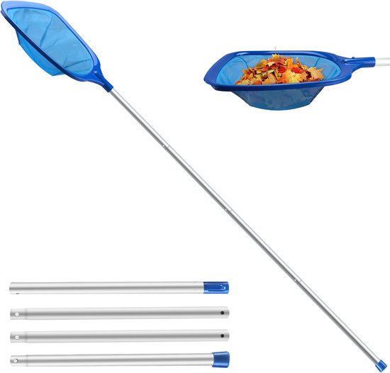 Zwembadschepnet 161 cm lang met telescoopstang, 14,5 cm diep schepnet fijnmazig - voor vijver, algen en Bestway-zwembaden, spa, vijvers, whirlpools