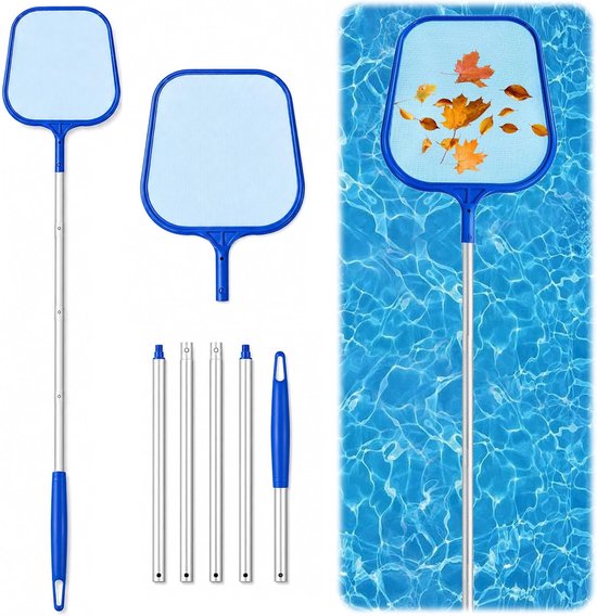 Zwembadschepnet met telescoopstang, 120 cm, fijnmazig vijvernet met net, zwembadschepnet voor zwembad, vijver, zwembad, whirlpool, aquarium, bladeren en insecten