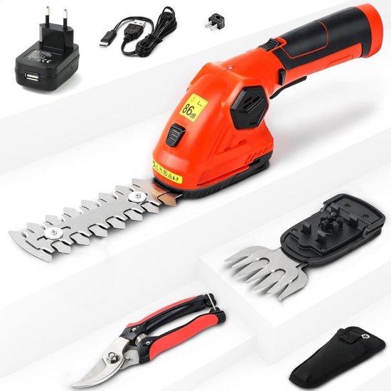 Zylo® Grasschaar - Grasschaar met Accu - Grasschaar met Steel - Zwart - 13cm x 8cm x 4cm van Zylo