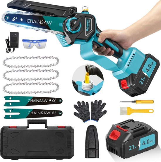 Zylo® Mini Kettingzaag - Kettingzaag Accu - Hand Kettingzaag - Blauw - ‎10cm x 12cm x 15cm van Zylo